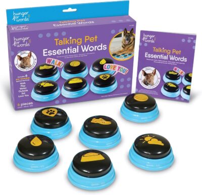 Hunger For Words Talking Pet Essential Words - 6 Piece Set Pre-Recorded Speech Buttons for Dogs, Dog Buttons for Communication