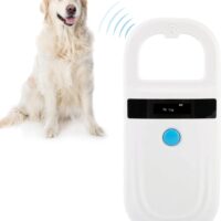 Microchip Reader, Rechargeable Pet RFID EMID Micro Chip Reader Scanner 134.2kHz 125kHz 15 Digits Supports FDXB (ISO11784 / 11785) for Dogs Cats Pigs Animal (White)