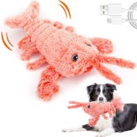 Mity rain Interactive Dog Toys, Wiggly Lobster Dog Toy to Keep Them Busy, Moving Dog Toys for Indoor&Outdoor, Rechargeable Floppy Pet Toys for Small Medium Large Dogs, Plush Squeaky Dog Toys