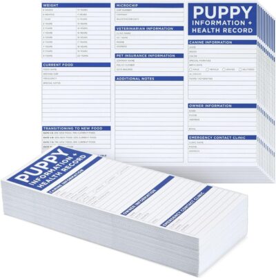 Okuna Outpost 60 Pack Puppy Vaccination Record Cards, Canine Health Record Books for Dogs (Tri-Fold Design, 8.5x11 Inch)