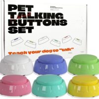 Pet Communicator Button 6 Pack, Interactive Voice Buttons for Dogs and Cats, Customizable Training Communication Device, Durable Non-Slip Base, Multiple Colors for Easy Learning, Recordable Commands