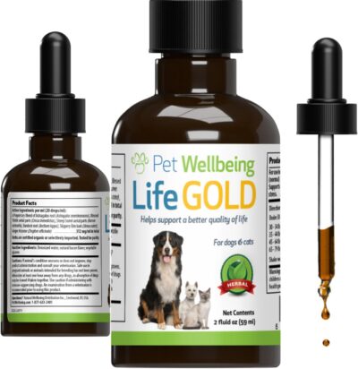 Pet Wellbeing Life Gold for Dogs - Vet-Formulated - Immune Support and Antioxidant Protection - Natural Herbal Supplement 2 oz (59 ml)