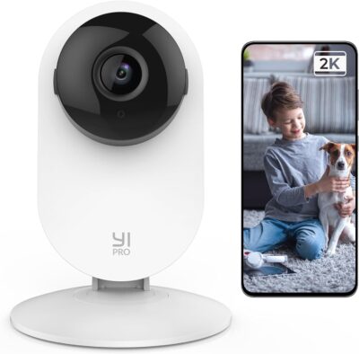 YI Pro 2K Home Security Camera, 2.4Ghz Indoor Camera with Person, Vehicle, Animal Smart Detection, Phone App for Baby, Pet, Dog Monitoring, Works with Alexa and Google Assistant