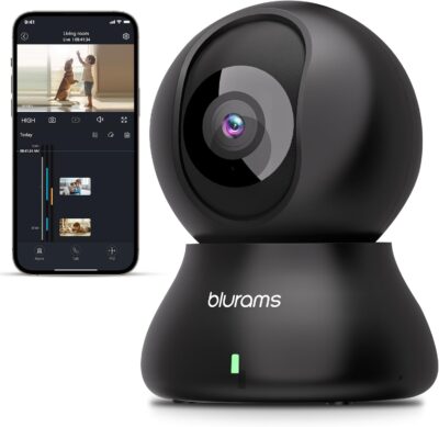 blurams Security Camera, 2K Indoor Camera 360° Pet Camera for Home Security with Phone App, Motion Tracking, 2-Way Audio, IR Night Vision, Siren, Compatible with Alexa & Google Assistant(2.4GHz ONLY)