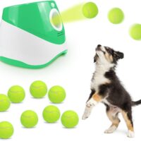 jovani Dog Automatic Ball Launcher for Dogs, Interactive Fetching Toys for Dogs, Indoor/Outdoor Dog Ball Launcher with Free 9 PCS Balls, Work 4~5 Hours on Full Charge Three-Speed Control