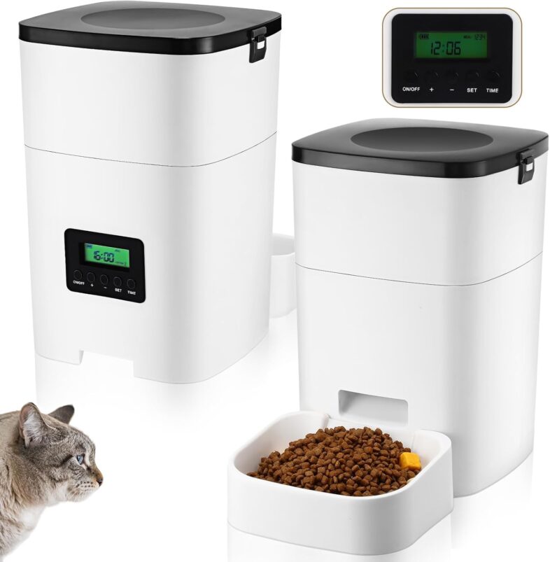 Hushee 2 Pcs Automatic Cat Feeder Timed - Best programmable pet feeders : Reviews + Buying Guide