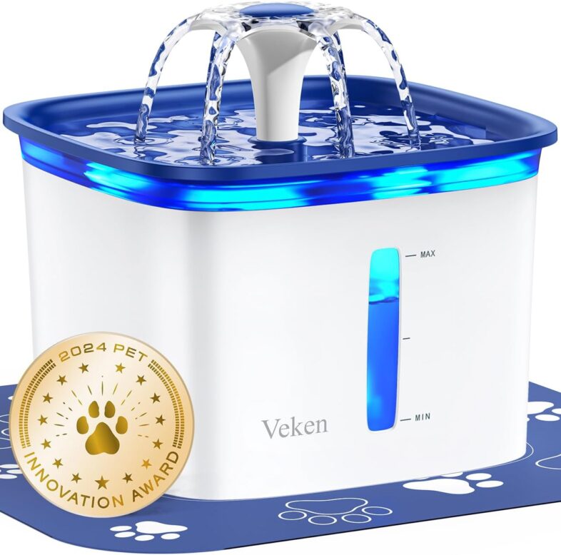 Veken 95oz/2.8L Pet Fountain, Automatic - Best pet entertainment systems : Reviews + Buying Guide